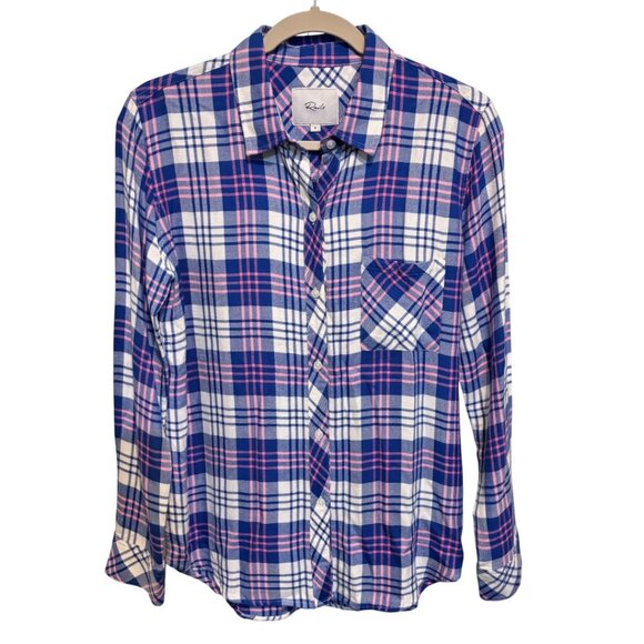 Rails Hunter White Candy Azure Plaid Long Sleeve Button Down Shirt - Picture 4 of 13
